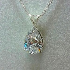 Teardrop Shape 925 Silver Plated Pendant Necklace